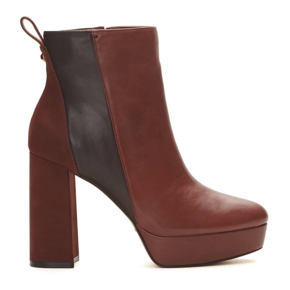 New Vince Camuto Sz 9.5 Cognac Leather Color block Gripaula 4” Block Ankle Boots - Picture 9 of 16
